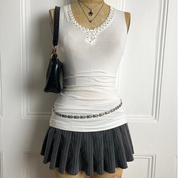 Gerry Weber white v neck tank with bedazzled neckline Y2K Fairycore size S - Picture 1 of 7